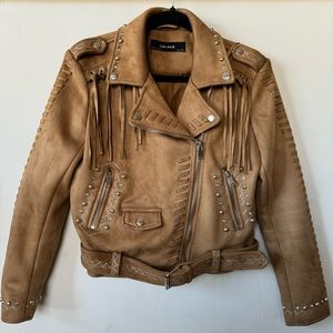 Zara Suede Cowboy Moto Fringe Jacket *MEDIUM*